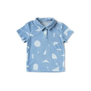 Omamimini Boys Terry Polo Shirt With Geo Print